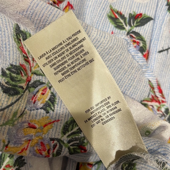 Anthropologie Maeve Blue Striped Floral Print Blouse - Women’s Size 0 - Picture 10 of 10